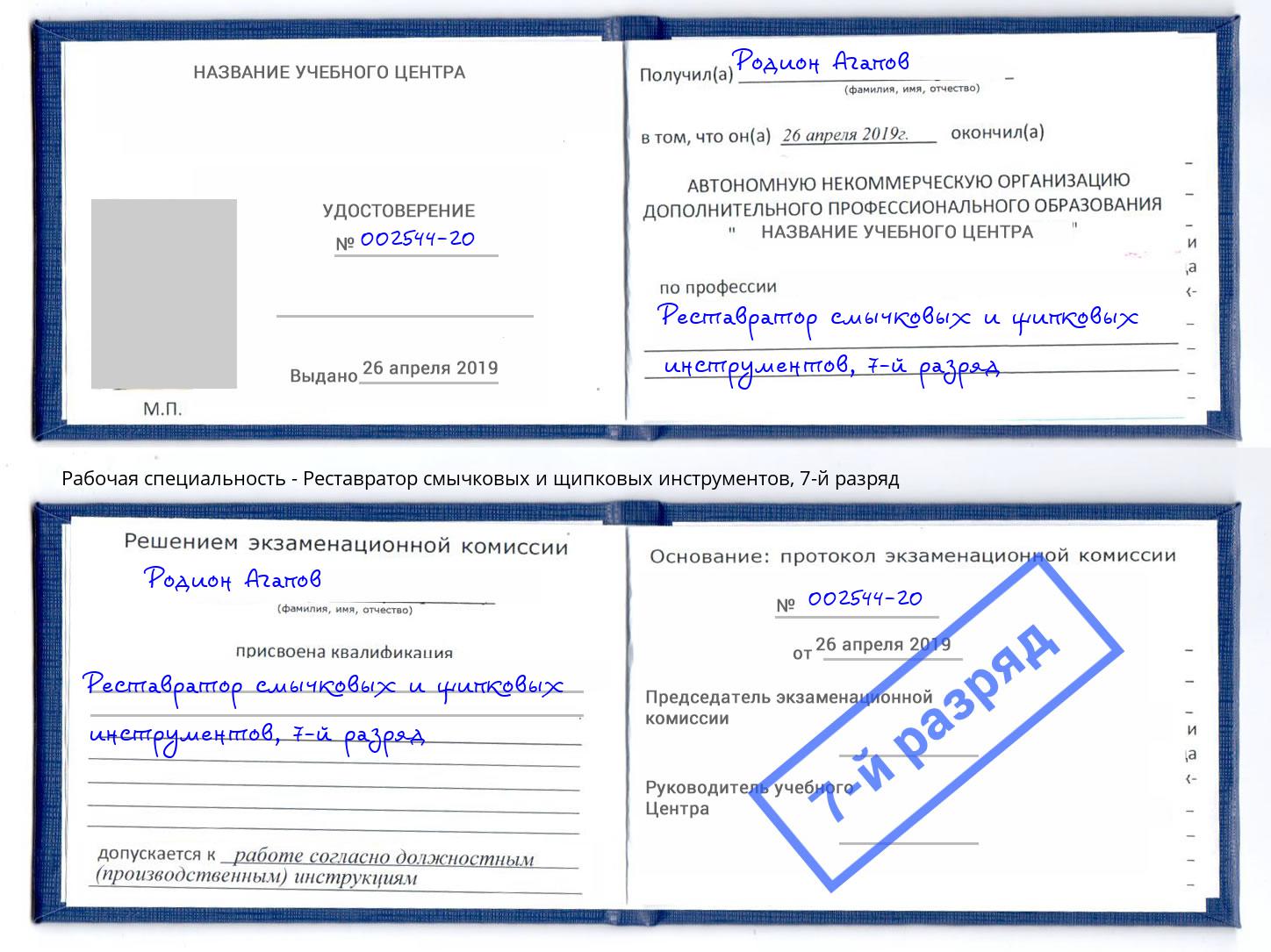 корочка 7-й разряд Реставратор смычковых и щипковых инструментов Прохладный